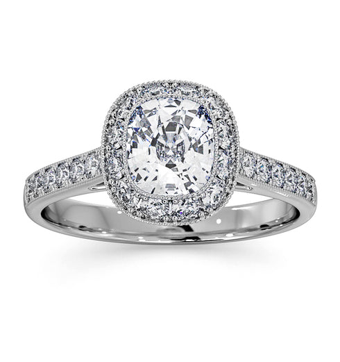 Danielle Lab Diamond Engagement Side Stone Ring in Platinum 1.60CT VS1